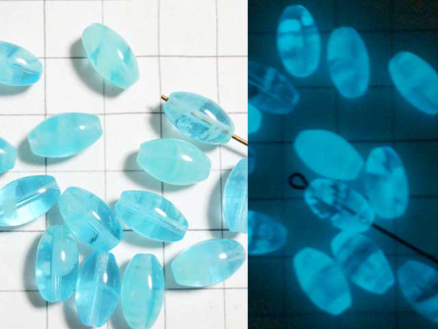 BG111FM　蓄光　グラスビーズ　１２．５×７　水色