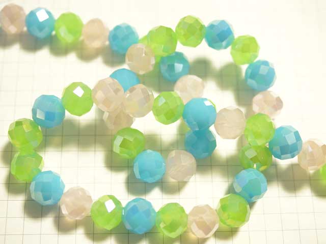 BG137FM　グラスビーズ　１０ｍｍ　パステルＡＢ　ＭＩＸ５個セット