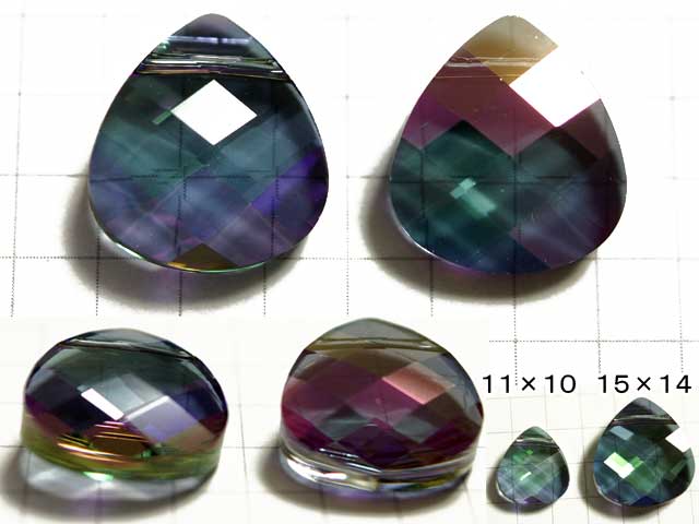 BG140FM　クリスタル　ドロップ型ビーズ　１５×１４　アイリスミスト