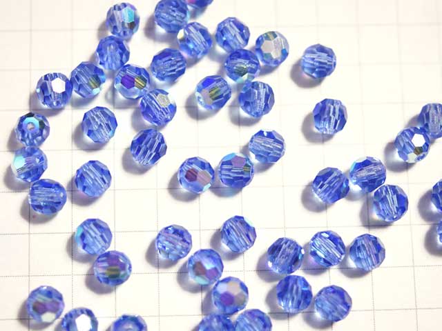 BG143FM　チェコビーズ　４ｍｍ　ライトコバルトＡＢ　２０個セット