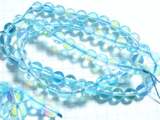 BG157FM　グラスビーズ　６ｍｍ　アイリス　アクア