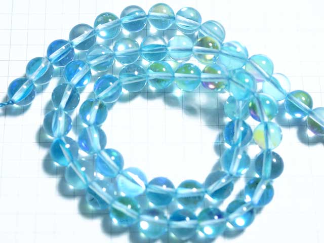 BG160FM　グラスビーズ　８ｍｍ　アイリス　アクア