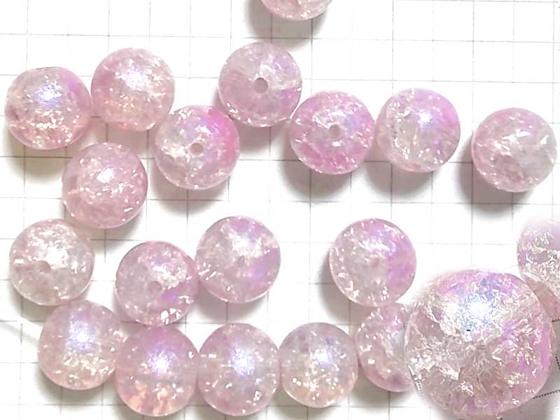 BG217PW クラックルビーズ　１０ｍｍ　桜　１０個セット