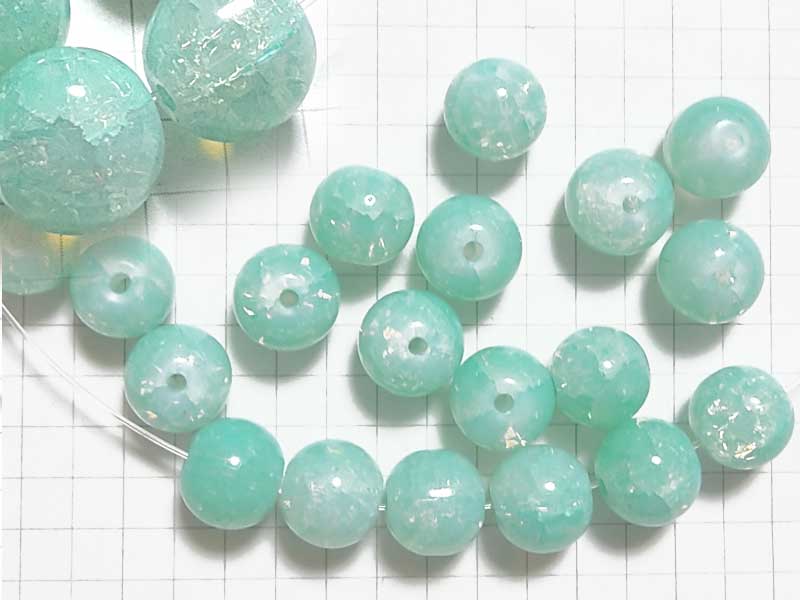 BG219PW クラックルビーズ　１０ｍｍ　ラムネ　１０個セット
