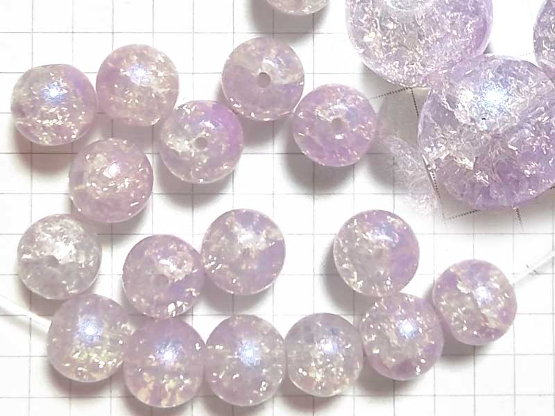 BG220PW クラックルビーズ　１０ｍｍ　リラ　１０個セット