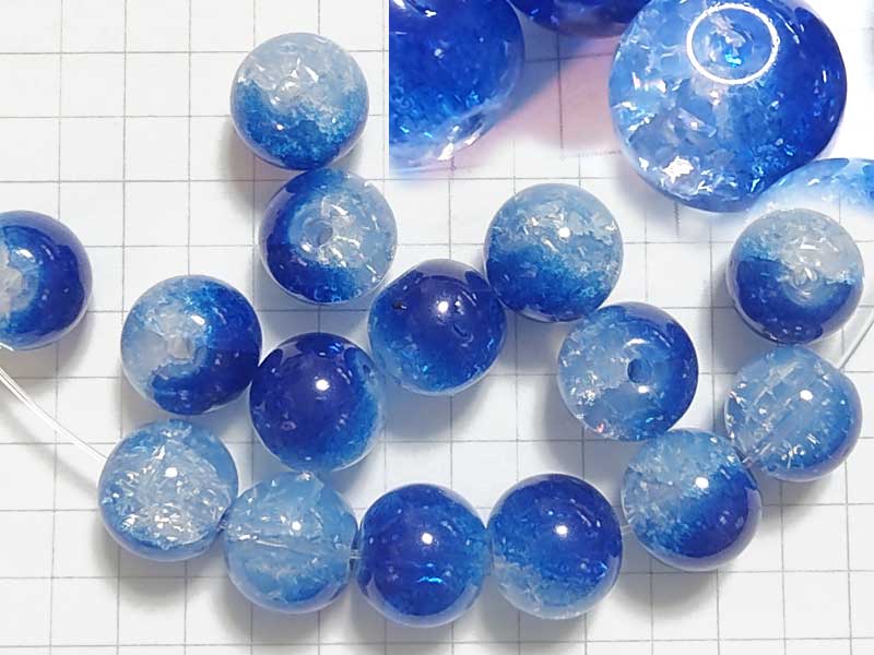 BG221PW クラックルビーズ　１０ｍｍ　竜胆　１０個セット