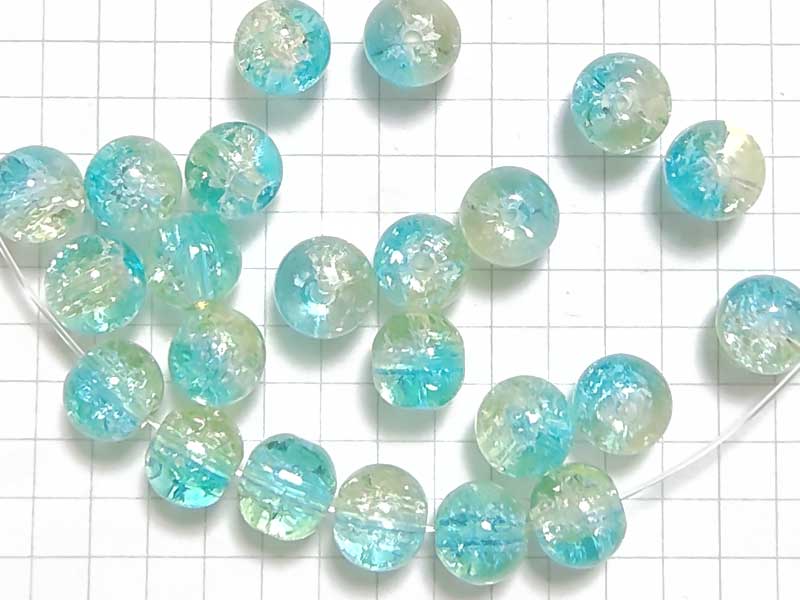BG222PW クラックルビーズ　８ｍｍ　ライム×レモン　１０個セット