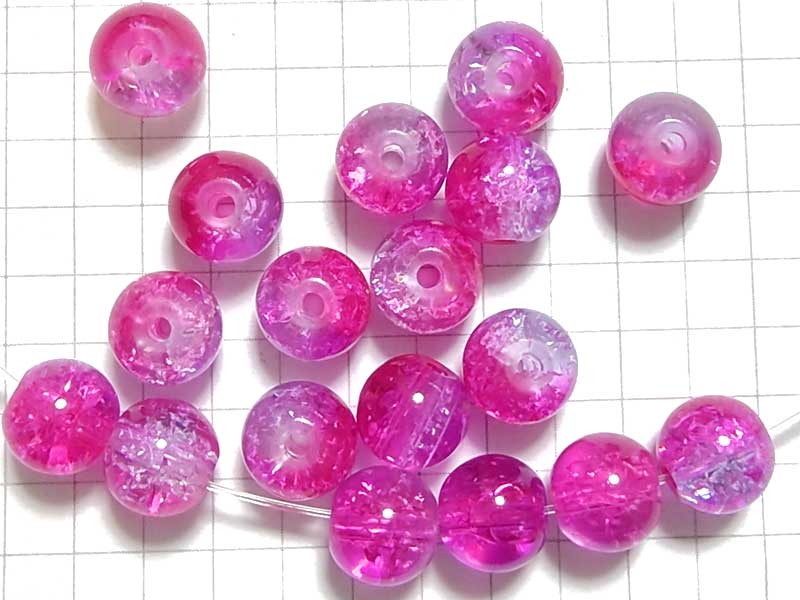 BG228PW クラックルビーズ　８ｍｍ　牡丹　１０個セット