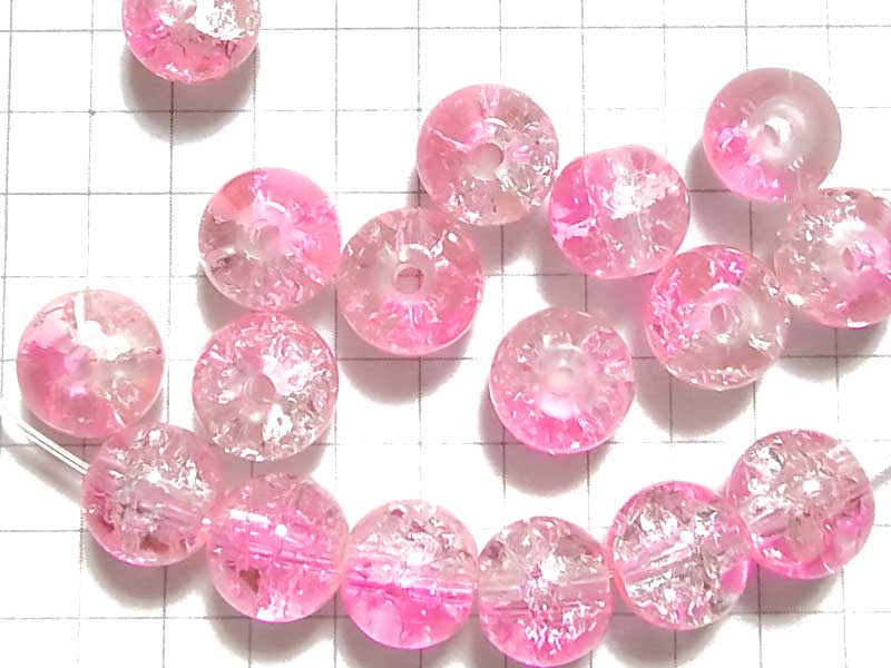 BG233PW クラックルビーズ　８ｍｍ　桃　１０個セット