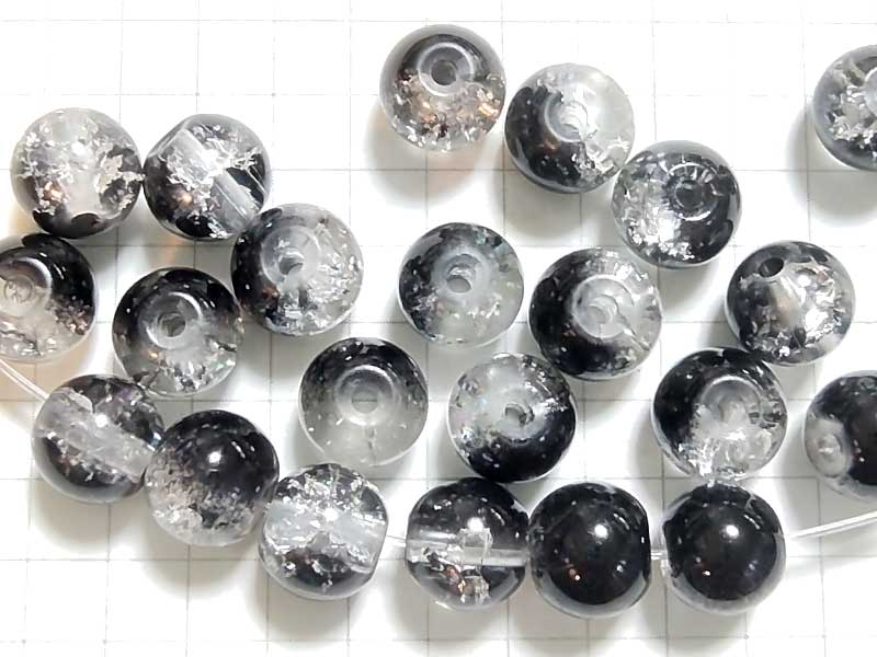 BG234PW クラックルビーズ　８ｍｍ　薄墨　１０個セット