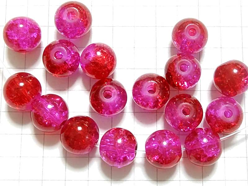 BG235PW クラックルビーズ　８ｍｍ　赤紫蘇　１０個セット