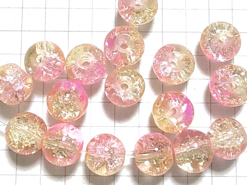 BG236PW クラックルビーズ　８ｍｍ　珊瑚　１０個セット