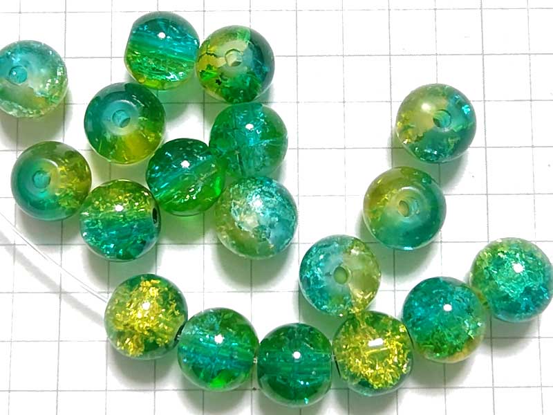 BG237PW クラックルビーズ　８ｍｍ　新緑　１０個セット