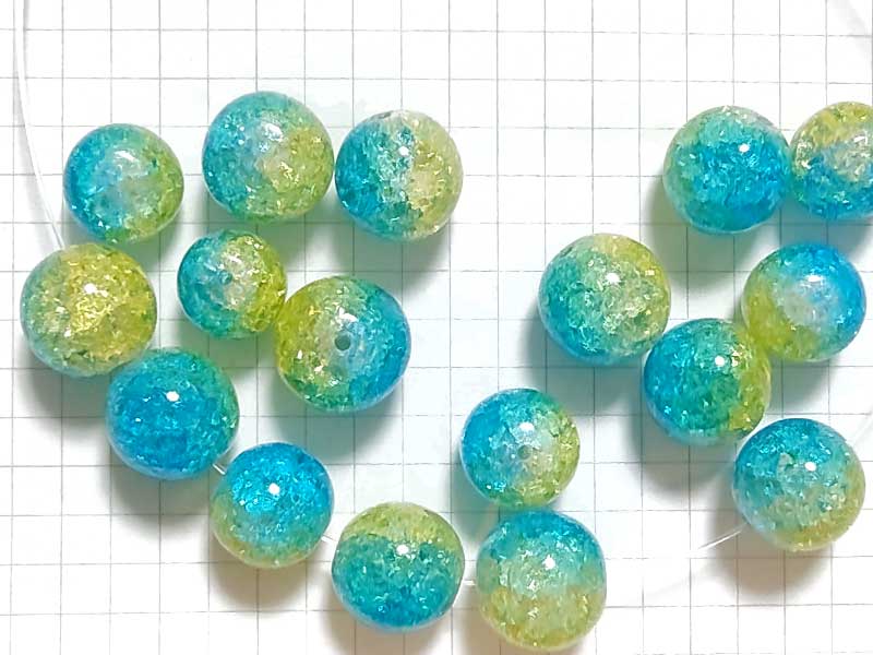 BG239PW クラックルビーズ　１４ｍｍ　ライム×レモン