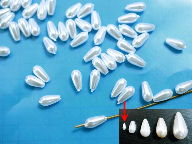 BP134FM　６×３　アクリルビーズ　パール　ホワイト　１０個セット