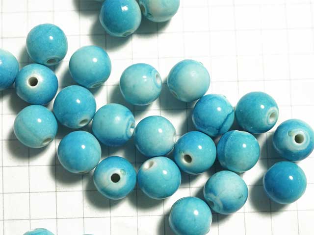 BP140FM　アクリルビーズ　８ｍｍ　ターコイズ　１０個セット