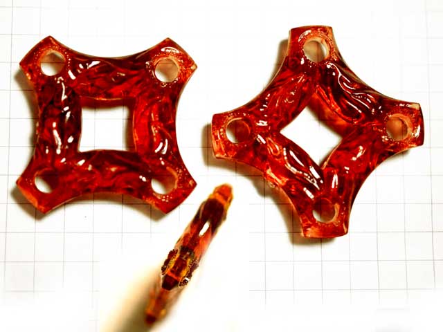 BP154FM　アクリル　十字型ビーズ　アンバー