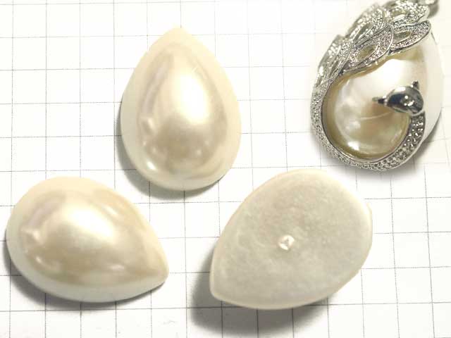 CS490JJ　２５×１８　アクリルカボション　パール　オフ白