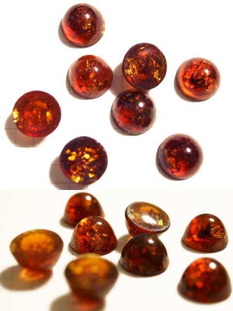 CS575JJ　１３ｍｍ　グラスカボション　琥珀＆金