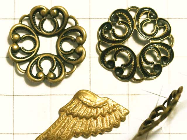 MF651FM　フィリグリー　クローバー環　真鍮古美