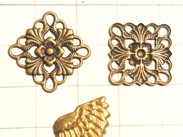 MF652FM　フィリグリー　小スクエア　真鍮古美