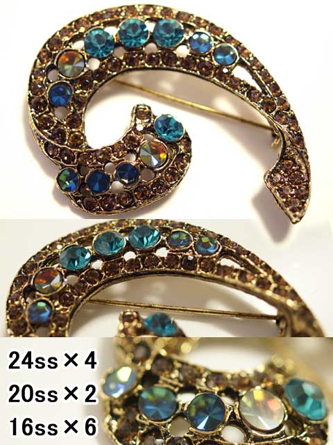 KRAMER クラマー　ブローチ／アンバー × トパーズ × ABストーン MF848JJ ブローチ空枠 トパーズストーン付 金古美