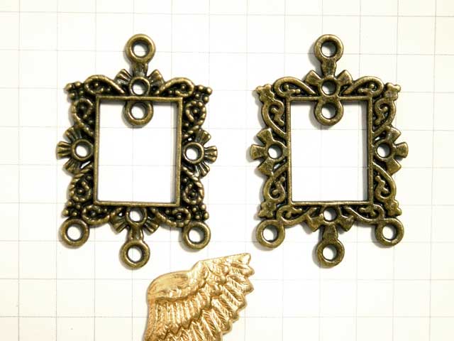 MF964FM　シャンデリア　長方形フレーム５カン　真鍮古美