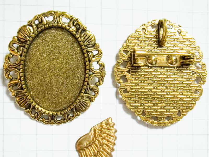 MH165JF　２５×１８用　オーバルＳＴ　ブローチ＆ペントップ　金古美