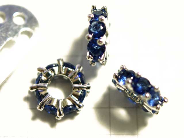 MS367FM　ＣＺビーズ　ロンデル　ラウンドサファイア　銀