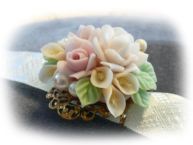 PB02OUS　フィリグリー×樹脂花の帯留