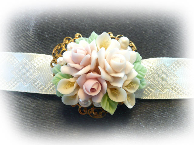 PB02OUS　フィリグリー×樹脂花の帯留