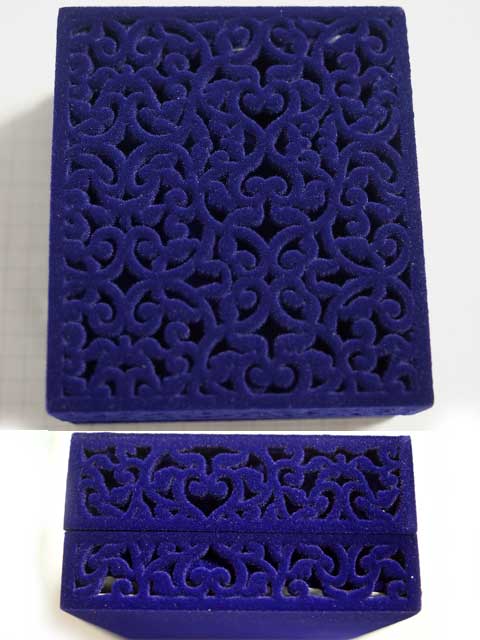 PC01BFM　アクセサリーケース　ベルベット透かし　青