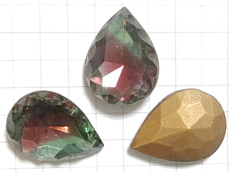 RT225MR １８×１３　彫りドロップ　ルビー＆トルマリン