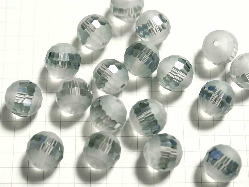 グラスビーズ　１２ｍｍ　カット＆フロスト　スモークブルー