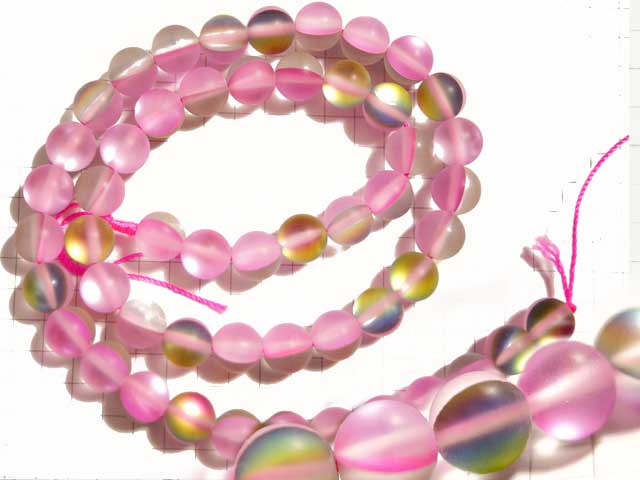 BG164FM　グラスビーズ　８ｍｍ　アイリス　マットピンク