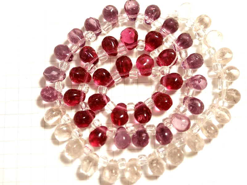 BG177FM グラスビーズ　８×６　ピーチ・コスモスＭＩＸ　１連