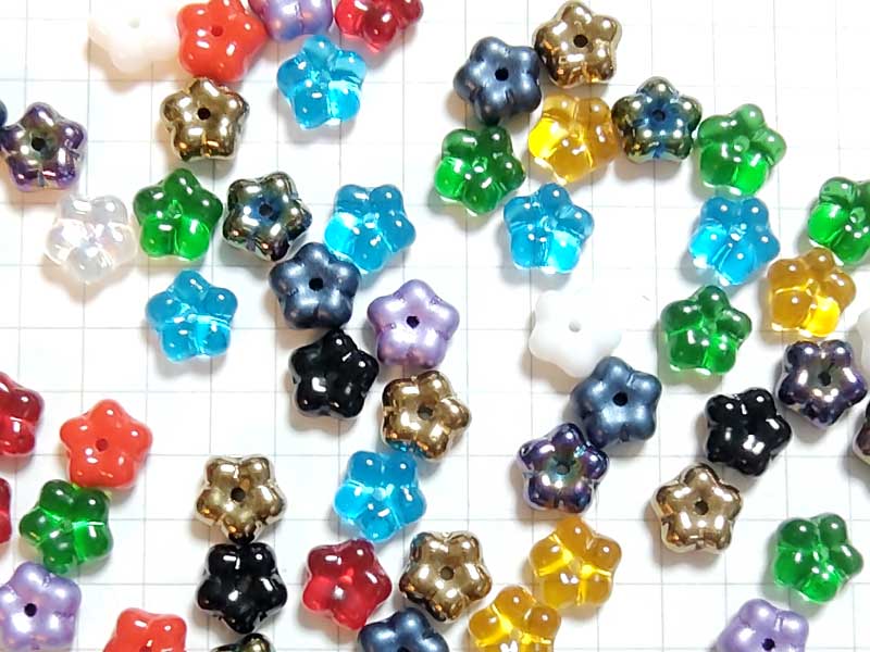 BG240FM　チェコ　フラワービーズ　７ｍｍ　５個セット