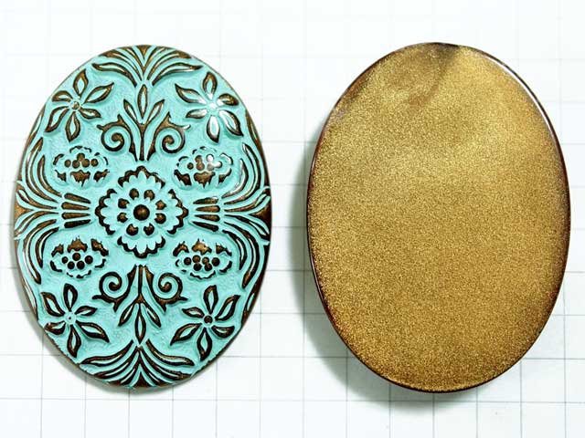 CO477JJ　４０×３０　アクリルカボ　ターコイズ紋様