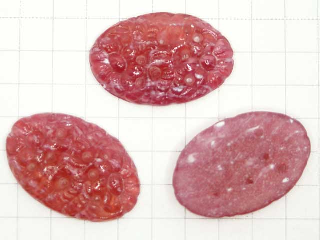 CS642JJ　２２×１５　グラスカボ　彫刻　ローズピンク