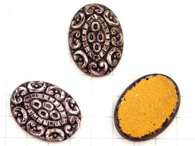 CS643JJ　１８×１３　グラスカボ　彫刻　ライトローズ＆黒