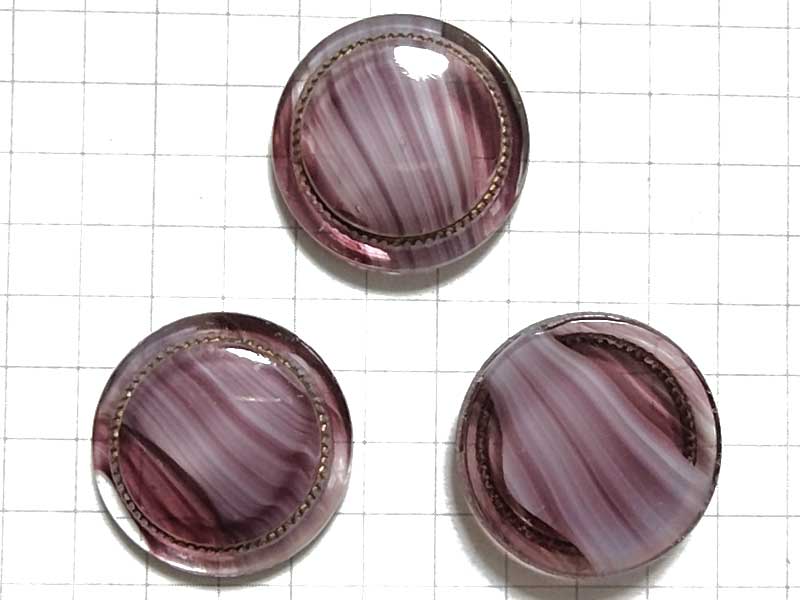 CS761JJ　１８ｍｍ　グラスカボ　金彫＆パープル縞