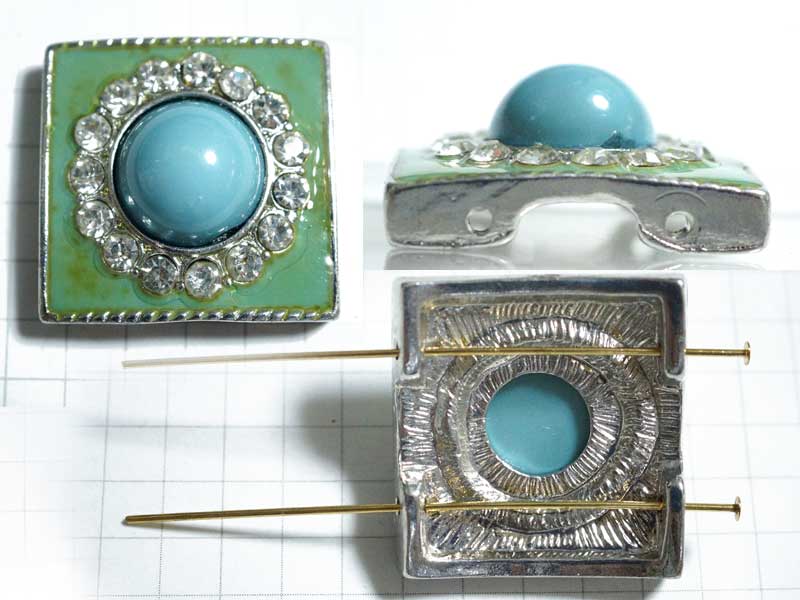 MS423MB　メタルビーズ　ターコイズスクエア