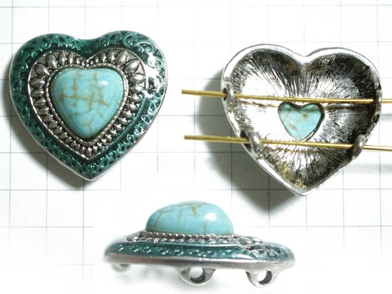 MS424MB　メタルビーズ　ターコイズハート