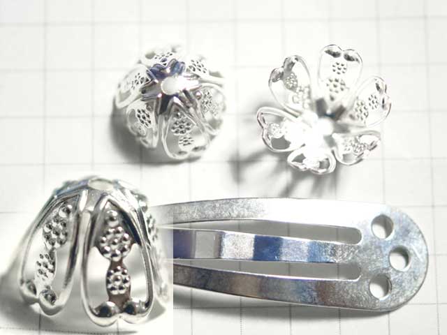 MS427FM　ビーズキャップ　１２ｍｍ　透かし模様　銀　５個セット