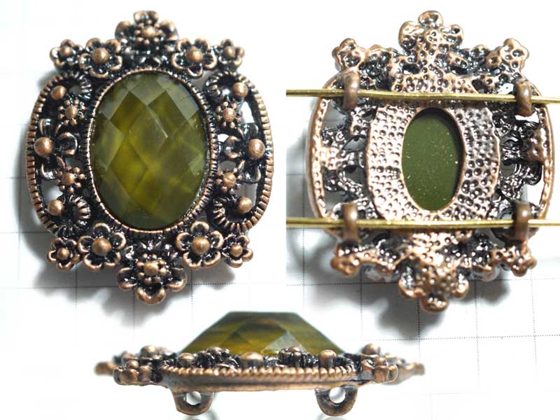 MS432MB　メタルビーズ　深緑　真鍮古美