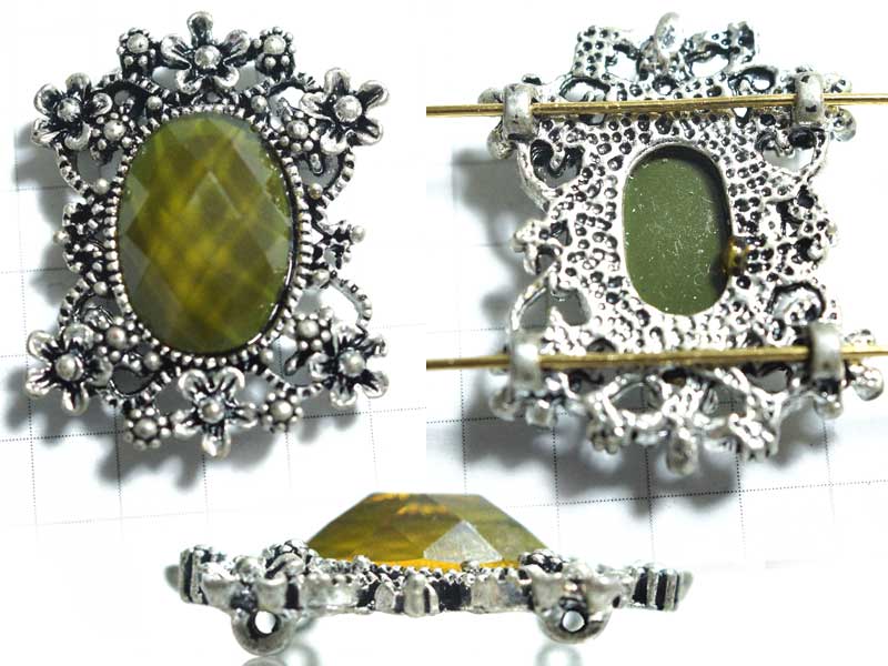 MS433MB　メタルビーズ　深緑　銀古美