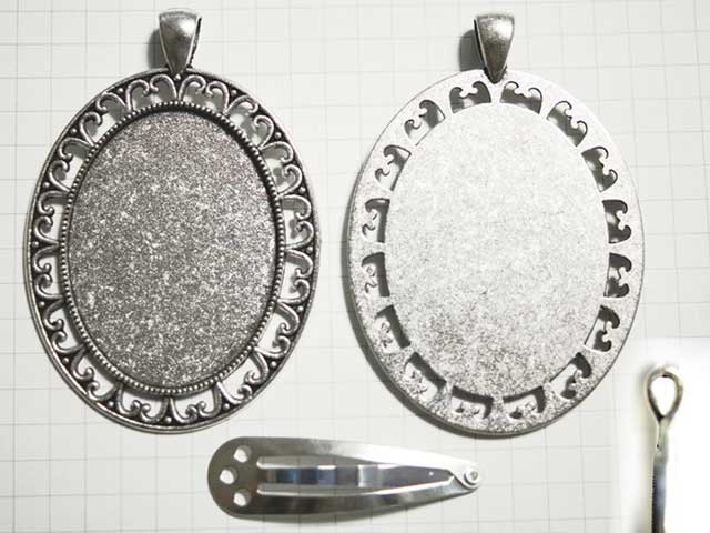 MS435JF ４０×３０　オーバルカボ枠　バチカン付　装飾　銀古美