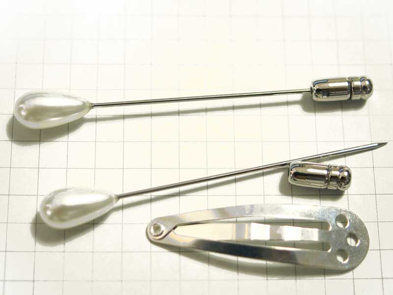 MS444KW　ハットピン　パール付　銀