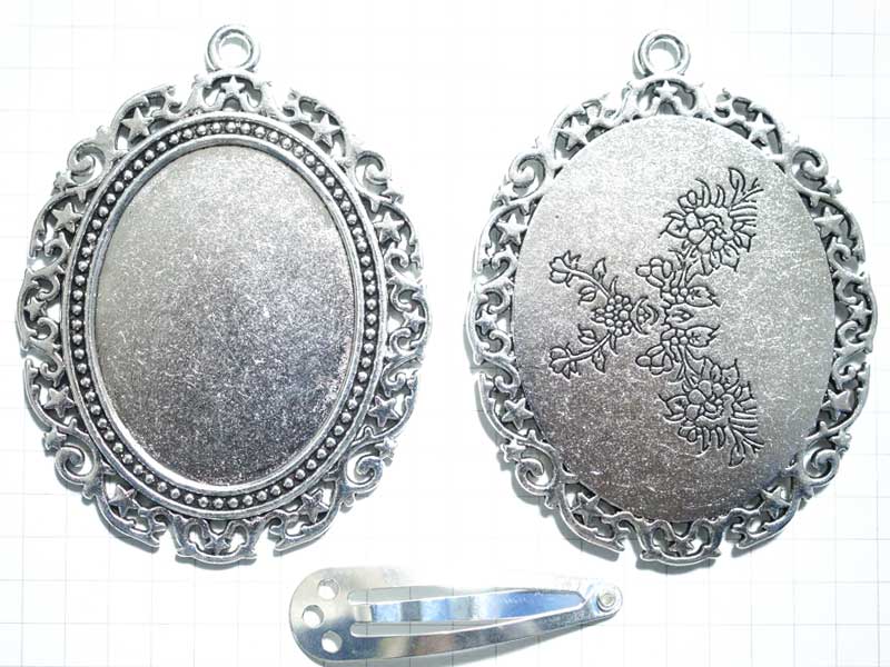 MS489JF　４０×３０　オーバルカボ枠　星飾り　１カン　銀古美