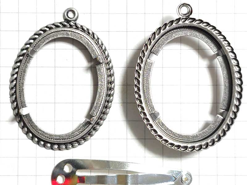 MS506FM　３０×２２　オーバルカボ枠　縄目　１カン付　銀古美